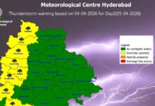 Thunderstorm forecast in nine Telangana districts on April 5